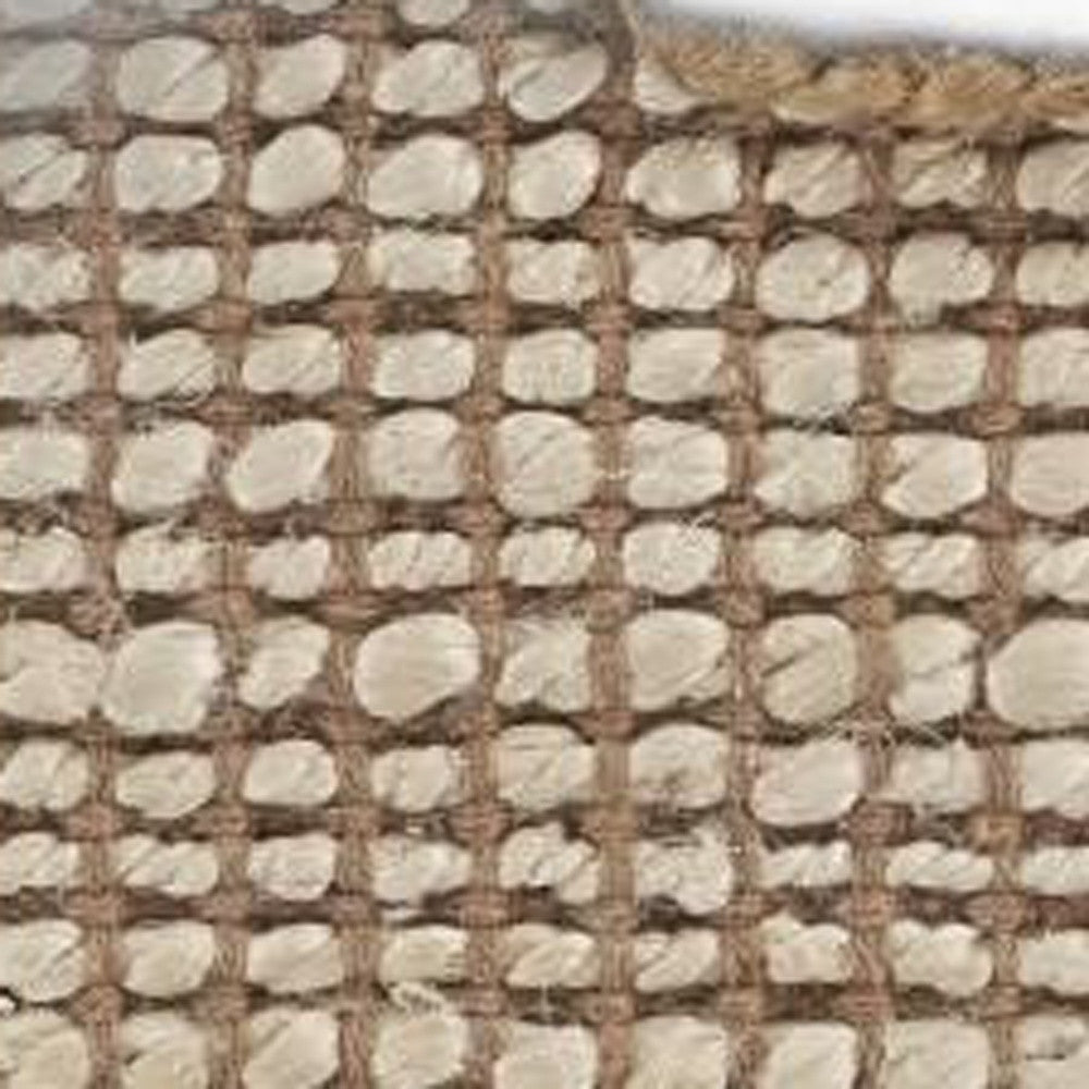 5’ x 8’ Tan and White Braid Border Area Rug