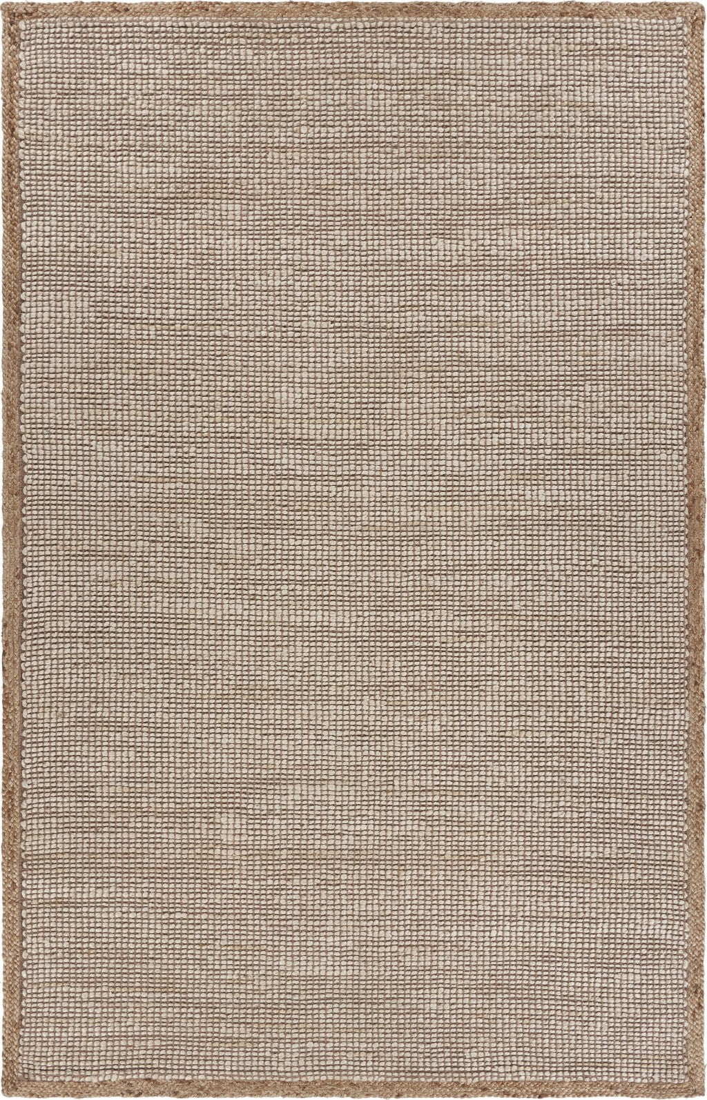 5’ x 8’ Tan and White Braid Border Area Rug