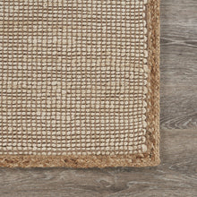 5’ x 8’ Tan and White Braid Border Area Rug
