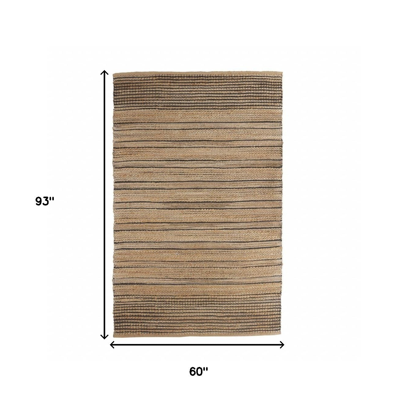 Tan and Black Eclectic Striped Area Rug - 5’ x 8’