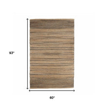 Tan and Black Eclectic Striped Area Rug - 5’ x 8’