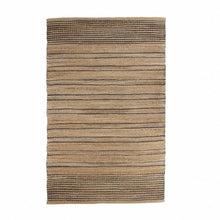 Tan and Black Eclectic Striped Area Rug - 5’ x 8’