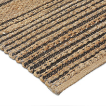 Tan and Black Eclectic Striped Area Rug - 5’ x 8’
