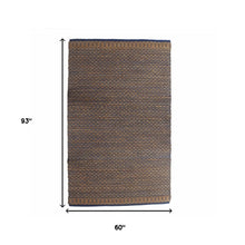 5’ x 8’ Tan and Blue Detailed Lattice Area Rug