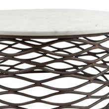 36 英寸仿古青銅色和白色天然大理石圓形咖啡桌