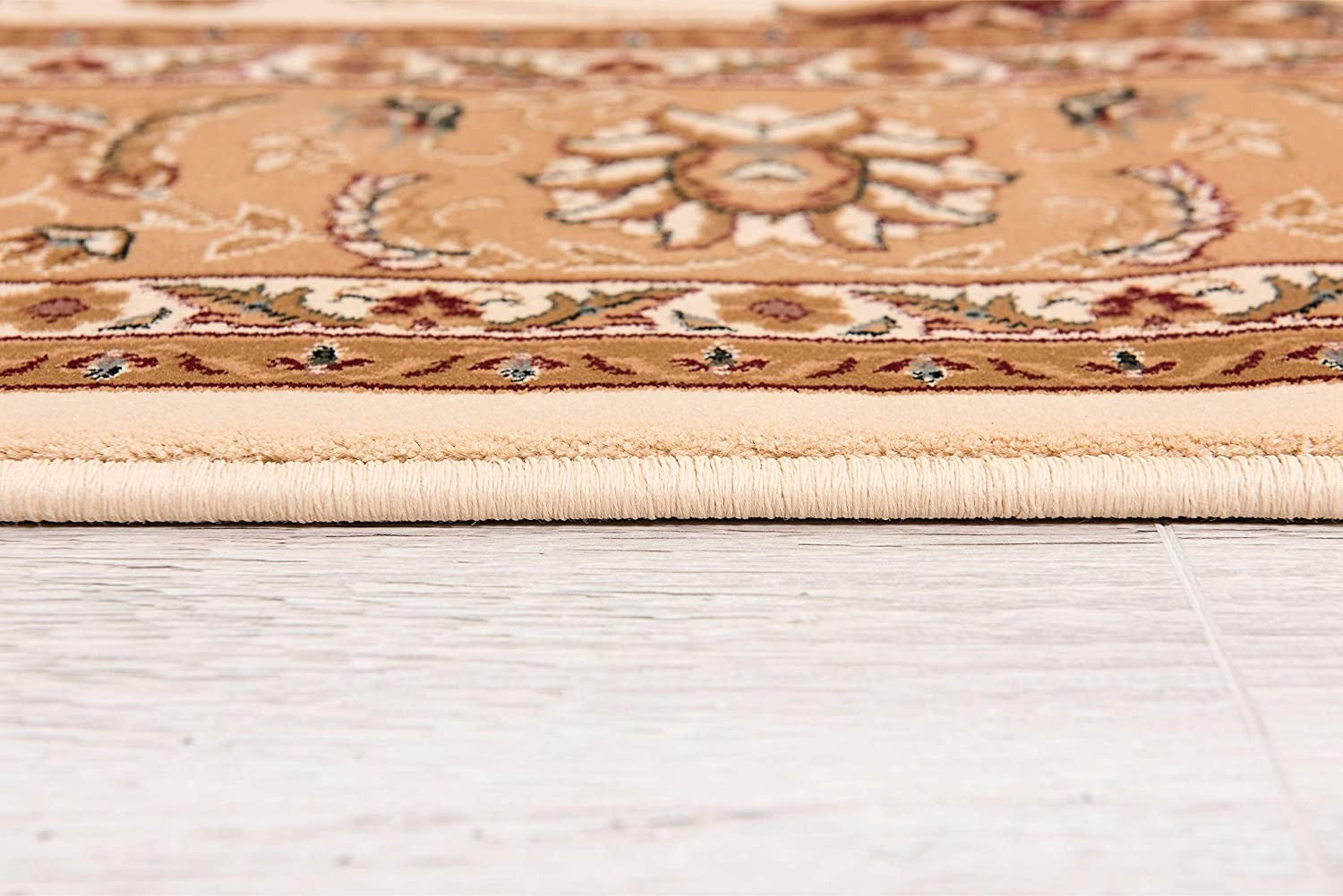 Cream and Tan Ornate Border Runner Rug - 2’ x 10’