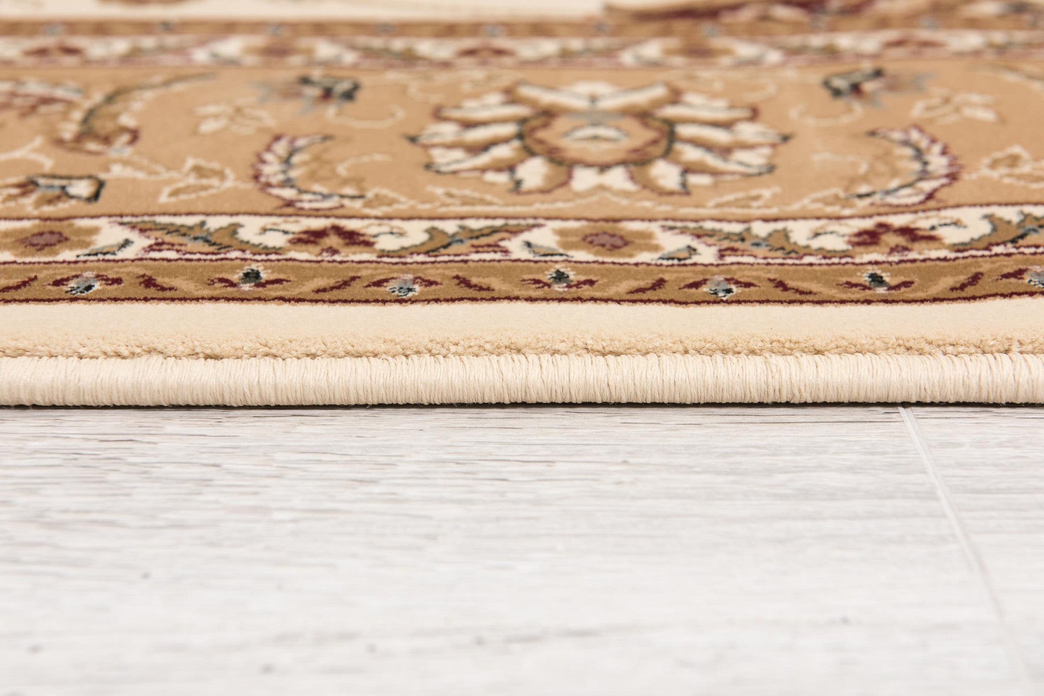 Cream and Tan Ornate Border Runner Rug - 2’ x 10’