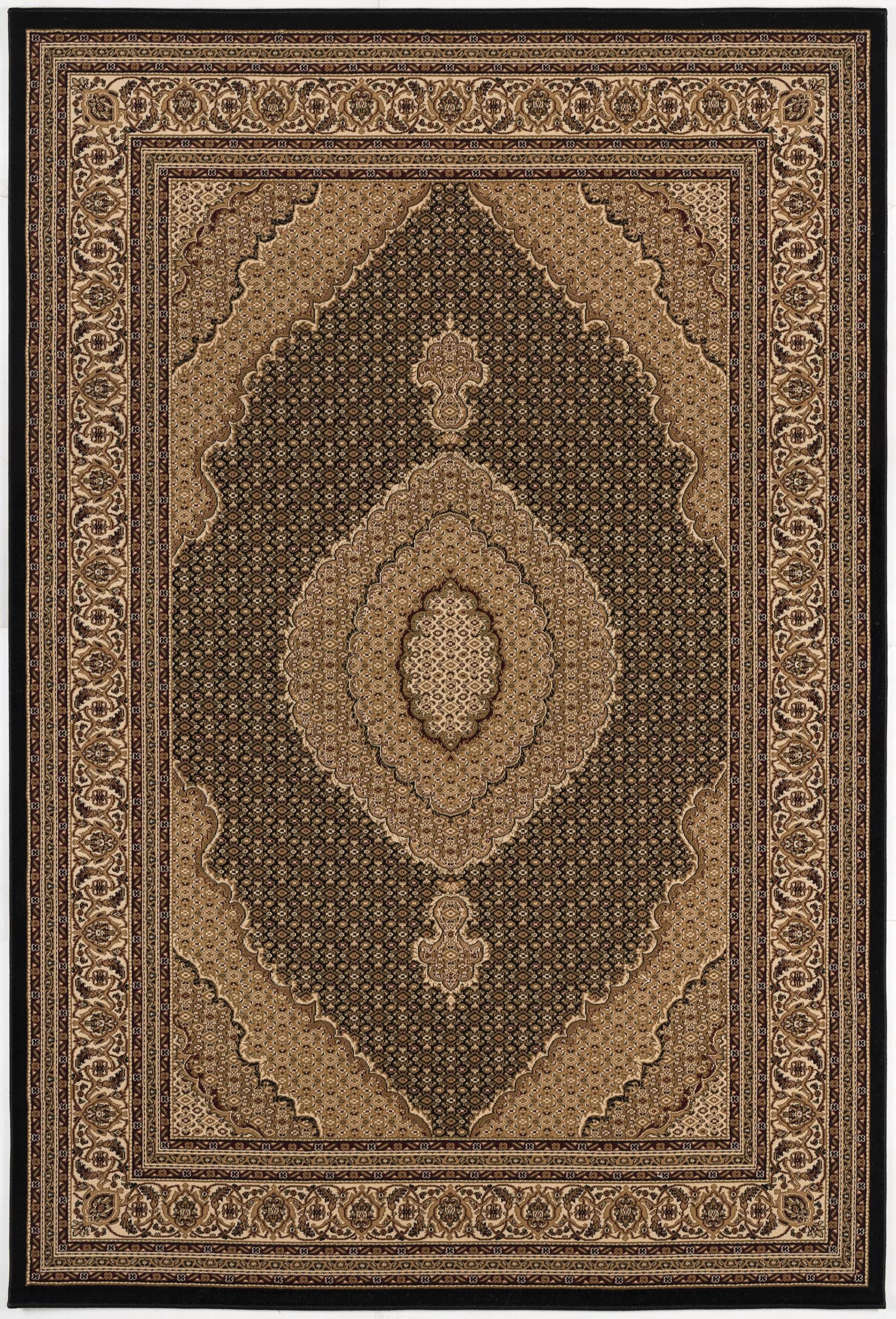 Black and Beige Medallion Runner Rug - 2’ x 10’