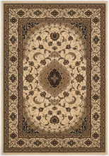 5’ Round Cream Floral Medallion Area Rug