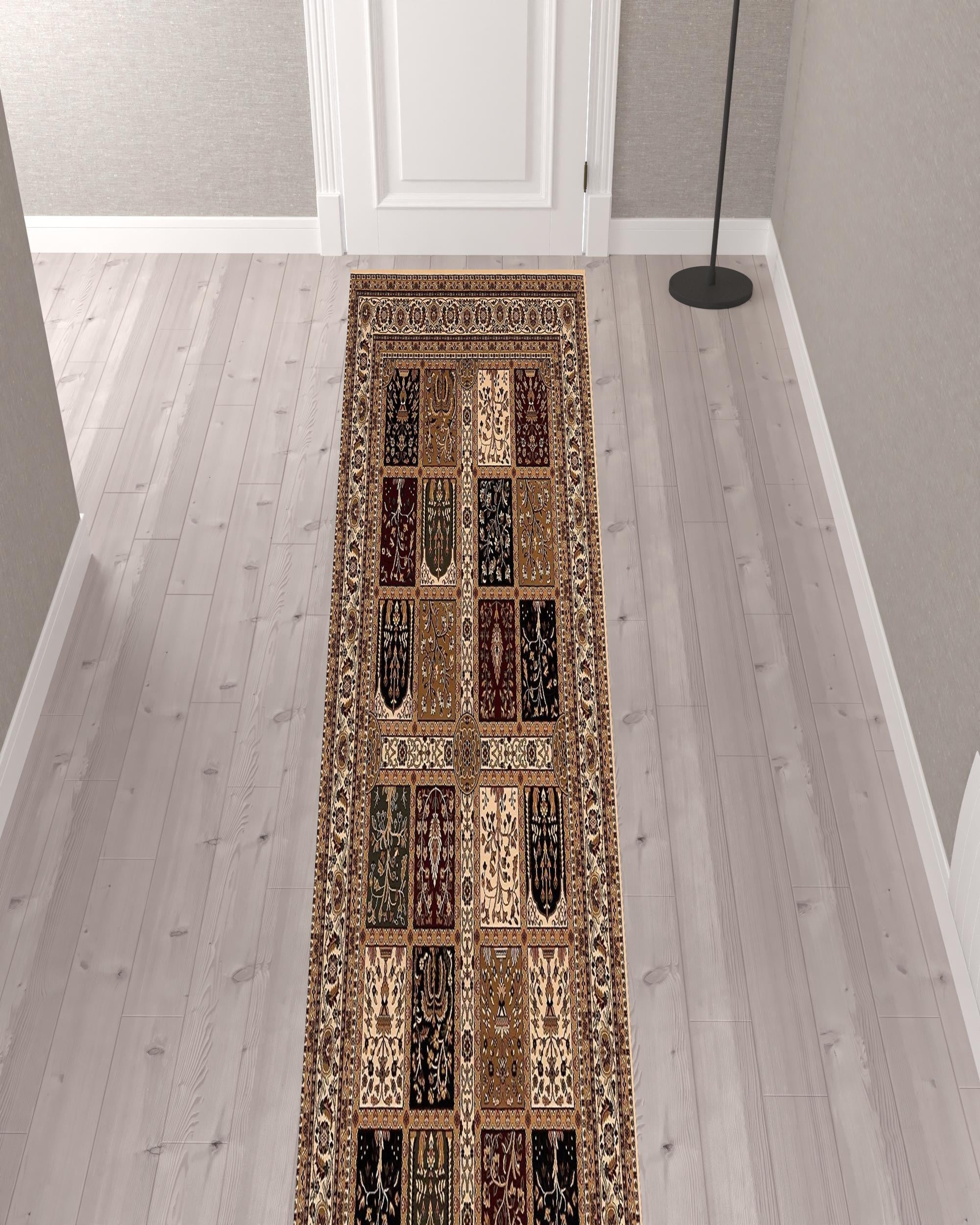 Cream Traditional Decorative Runner Rug - 2’ x 10’