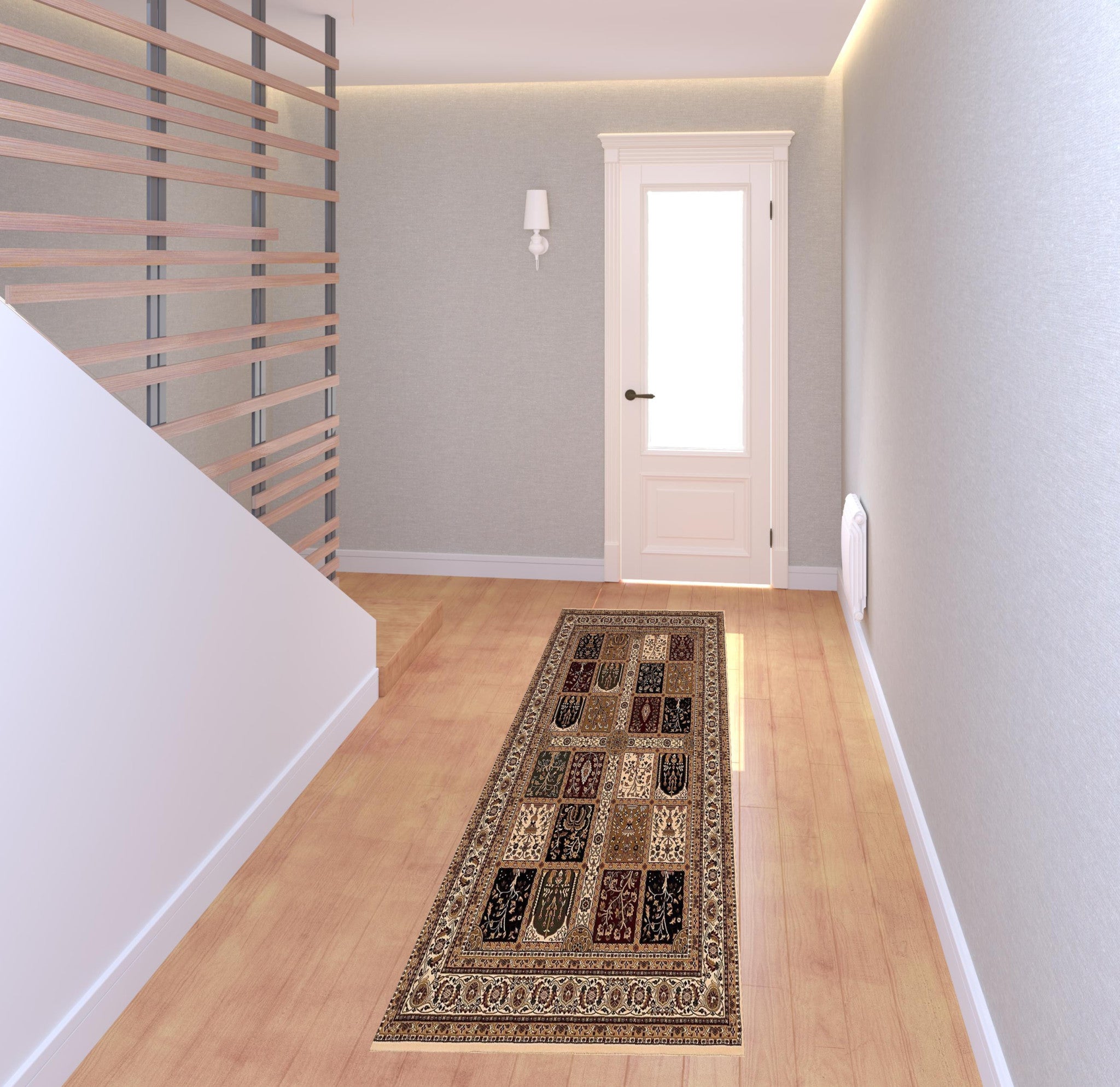 Cream Traditional Decorative Runner Rug - 2’ x 10’