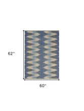 5’ x 7’ Blue and Cream Ikat Pattern Area Rug