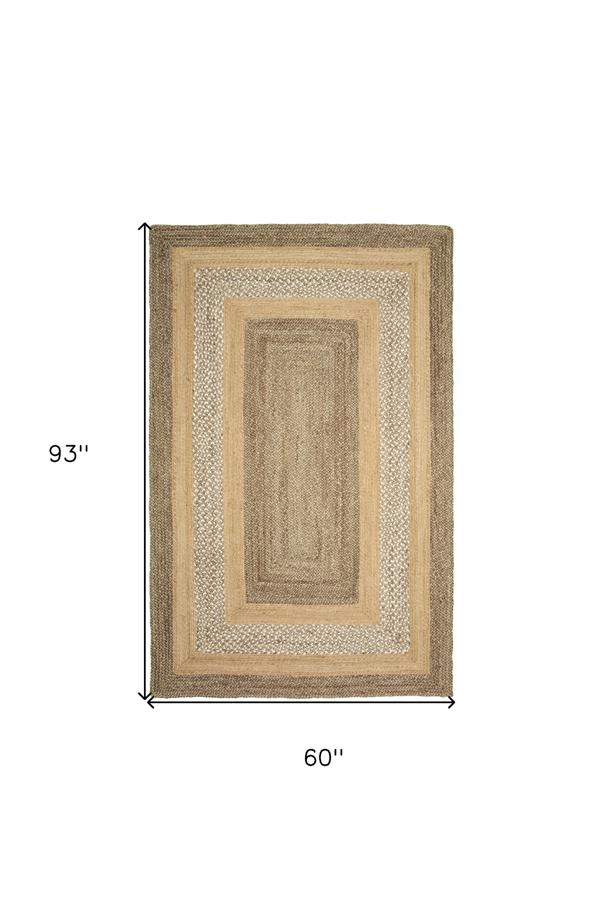 4’ x 6’ Tan and Beige Bordered Area Rug
