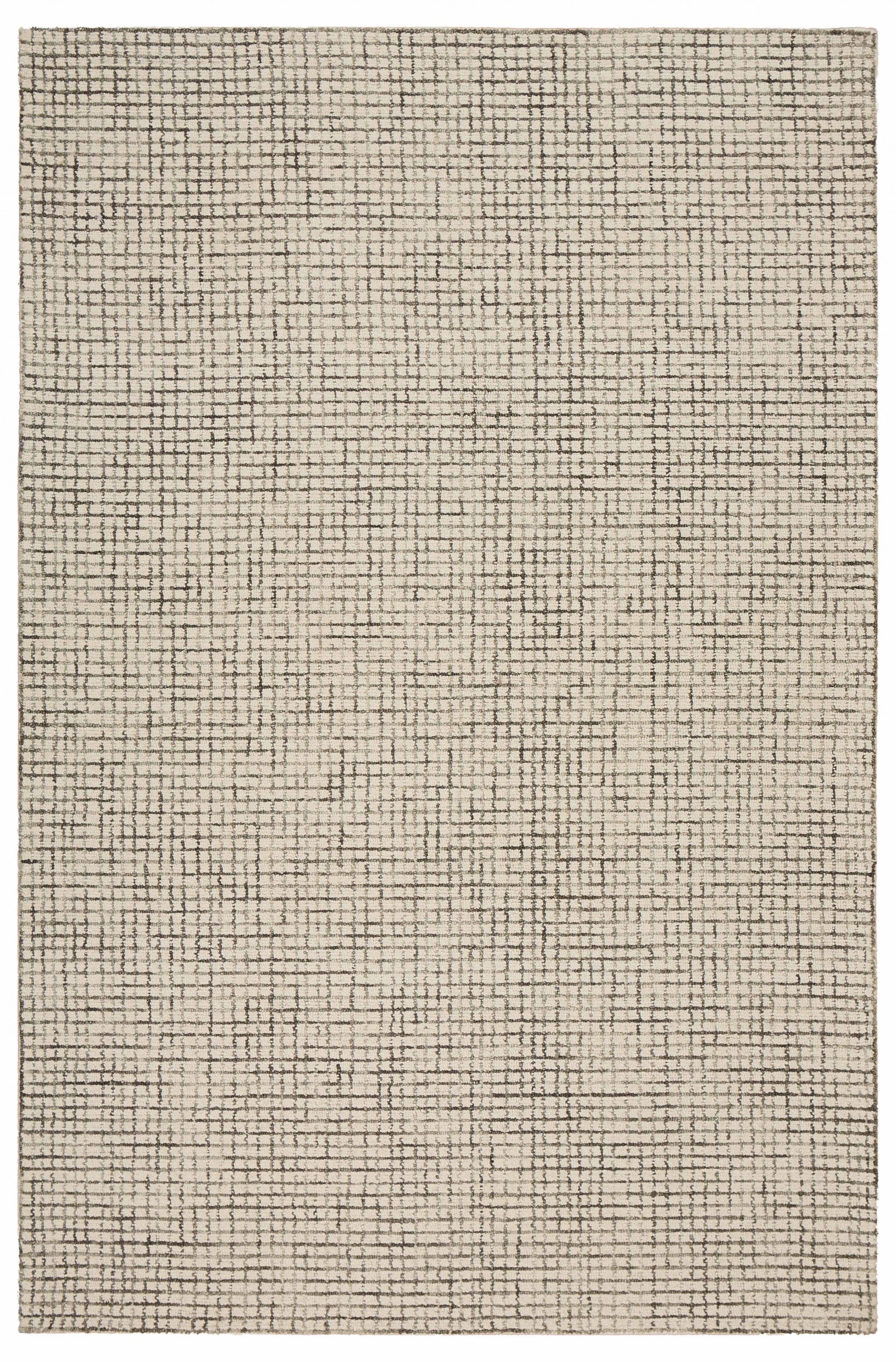 5’ x 8’ Tan and Ivory Grid Area Rug