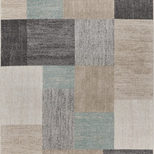 5’ x 7’ Beige and Black Modern Blocks Area Rug