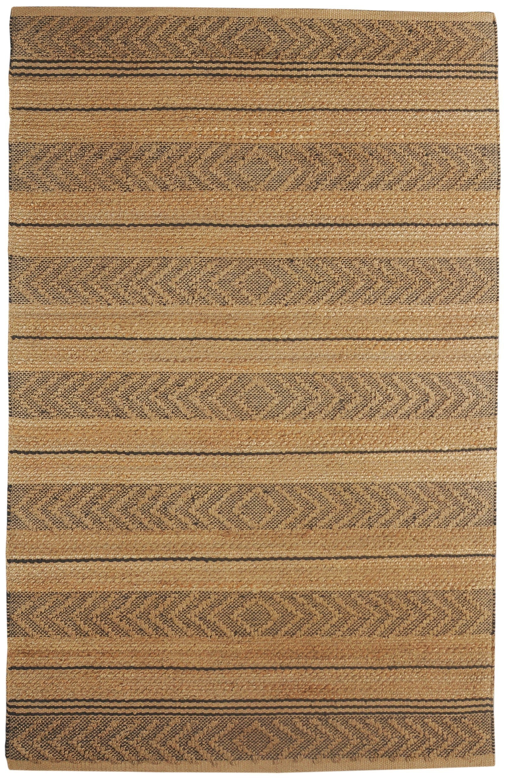 Tan and Gray Bohemian Striped Area Rug - 8’ x 10’