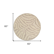 3’ Round Taupe Zebra Pattern Area Rug