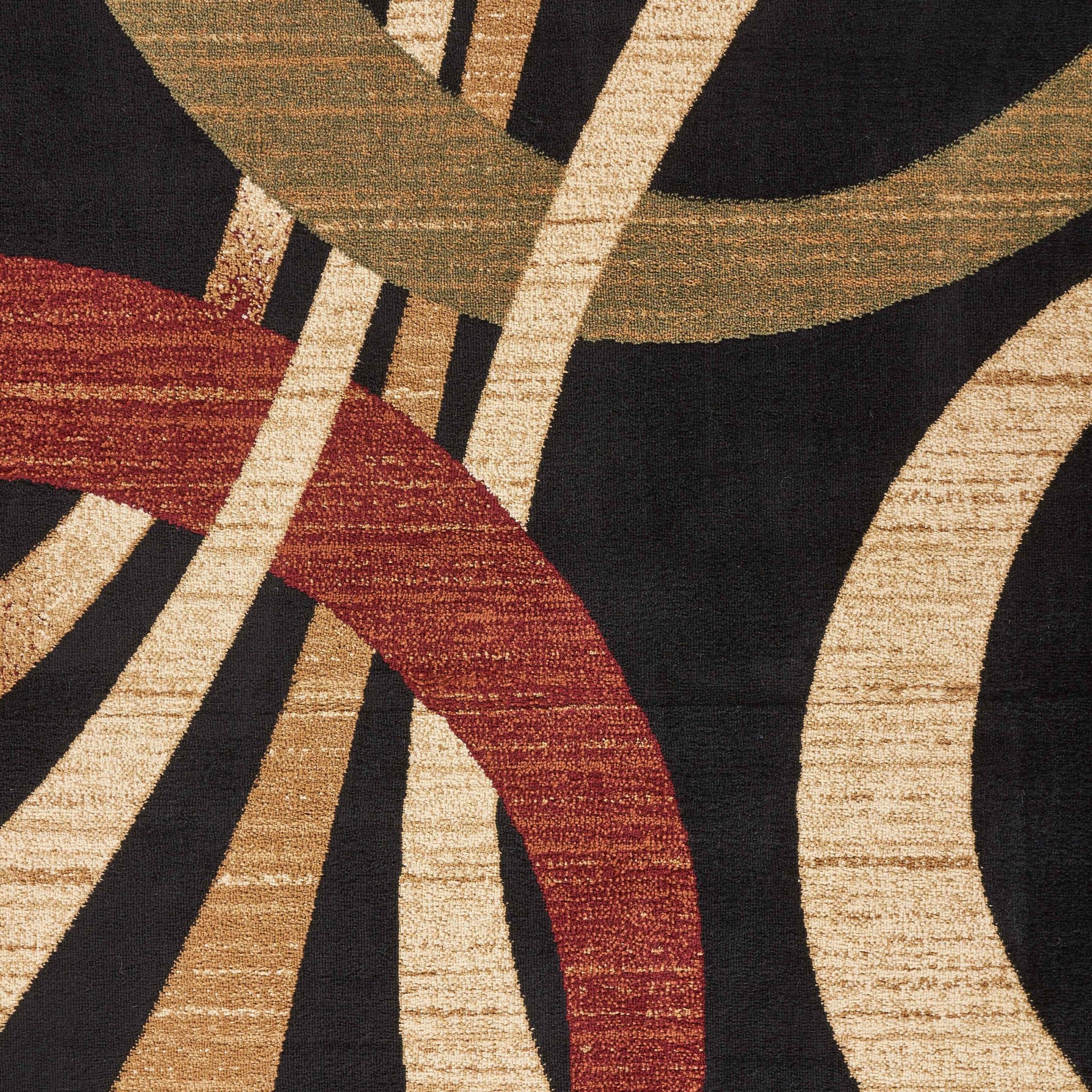 Black Abstract Geometric Area Rug - 5’ x 7’