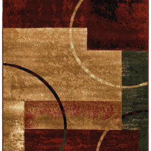 5’ x 7’ Red and Brown Geometric Area Rug