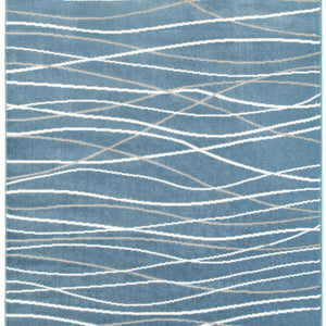 5’ x 7’ Blue Contemporary Waves Area Rug