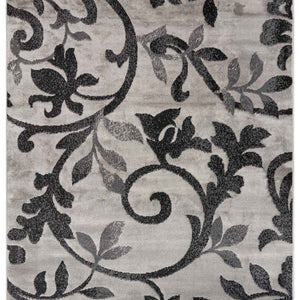 5’ x 7’ Gray Filigree Vines Area Rug