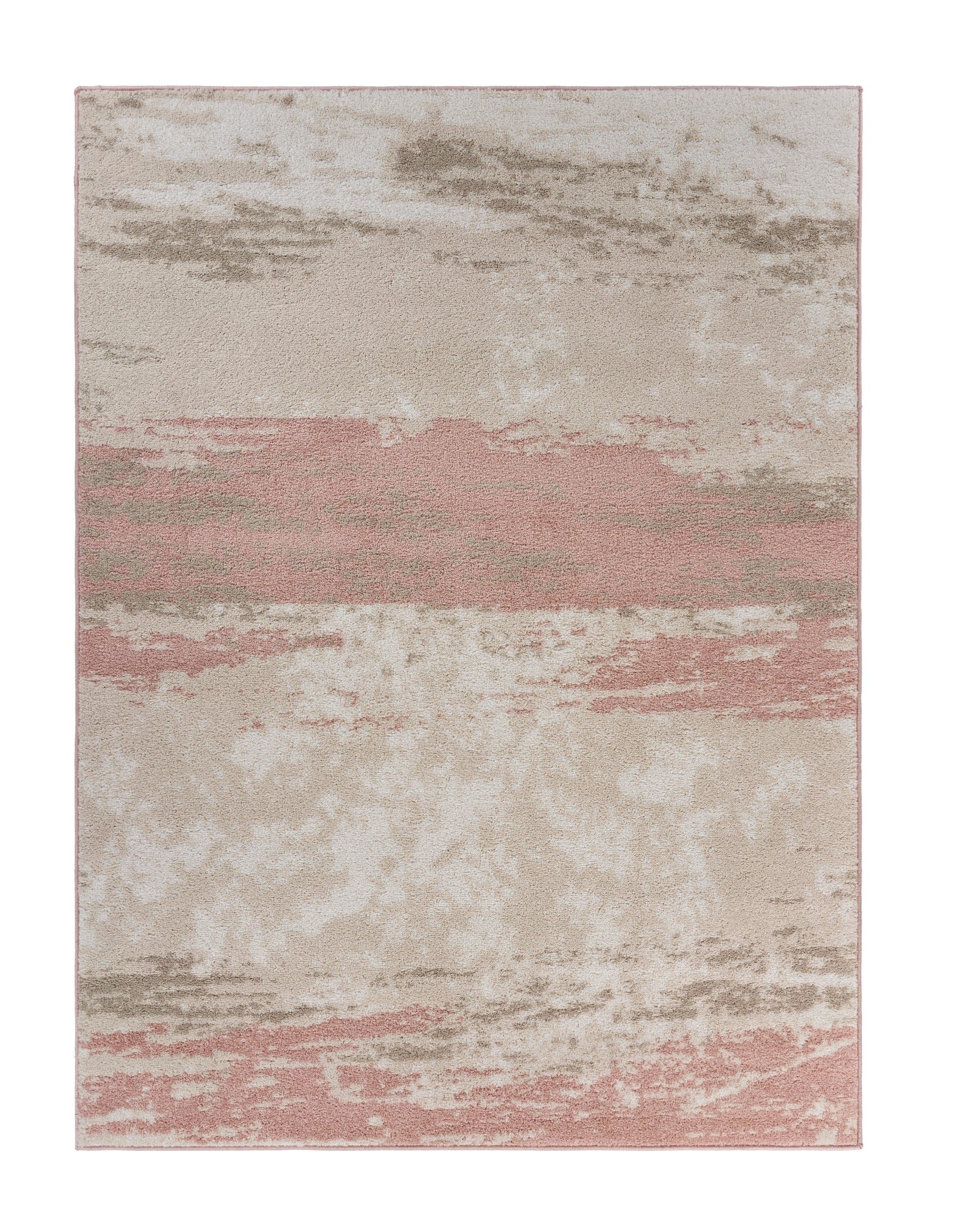 8’ x 10’ Blush and Beige Abstract Strokes Area Rug