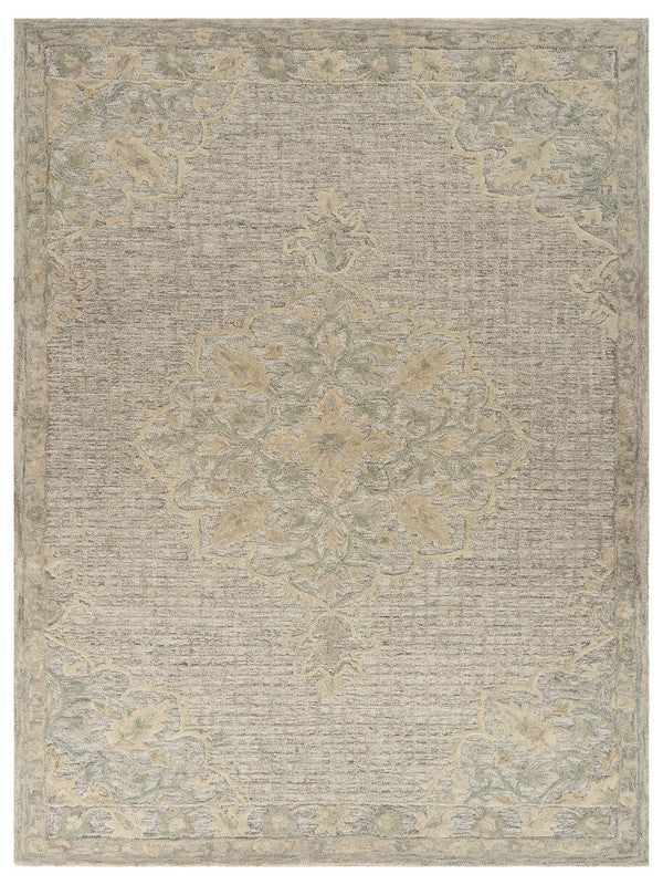 5’ x 8’ Beige Distressed Floral Area Rug