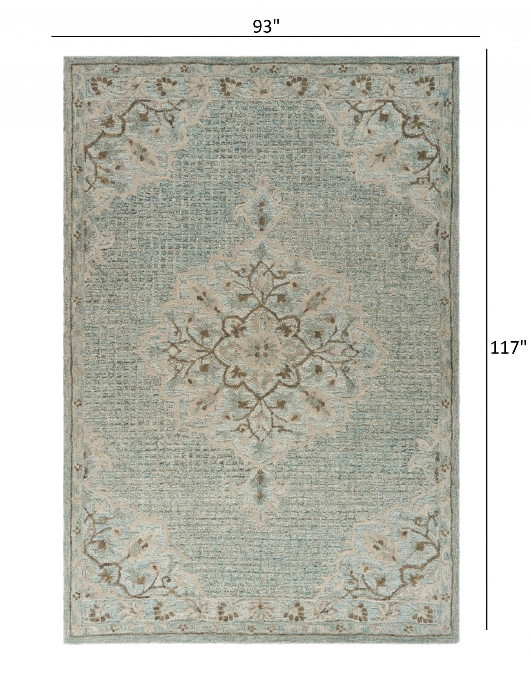 5’ x 8’ Blue and Beige Flor Medallion Area Rug
