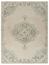 5’ x 8’ Ivory Distressed Floral Area Rug
