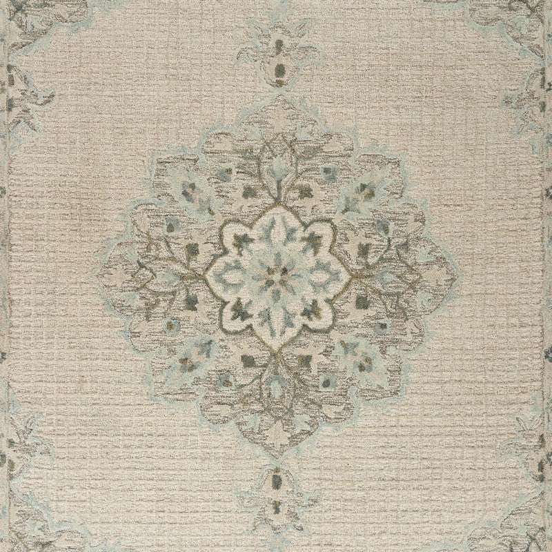 5’ x 8’ Ivory Distressed Floral Area Rug