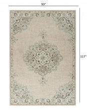 5’ x 8’ Ivory Distressed Floral Area Rug