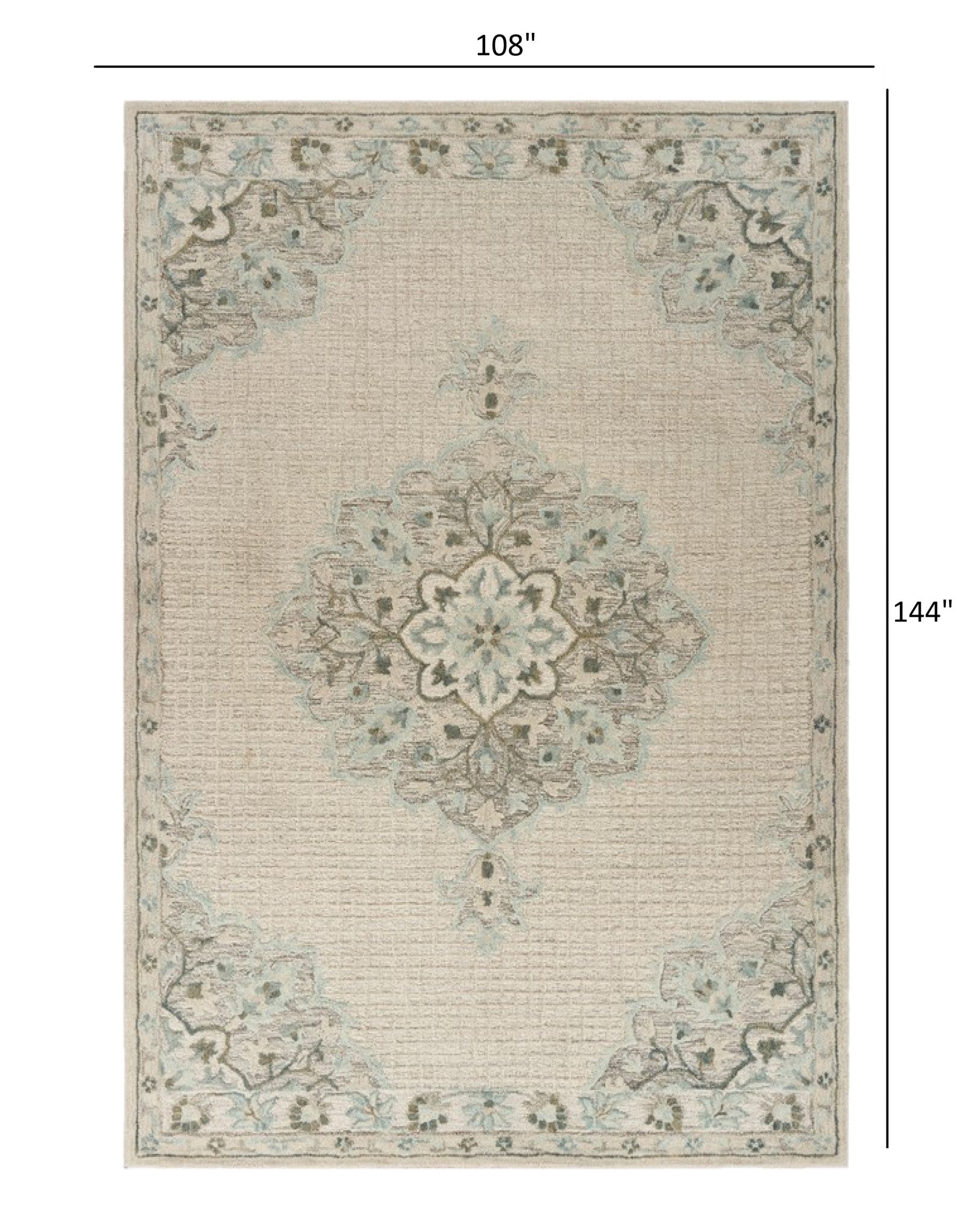5’ x 8’ Ivory Distressed Floral Area Rug
