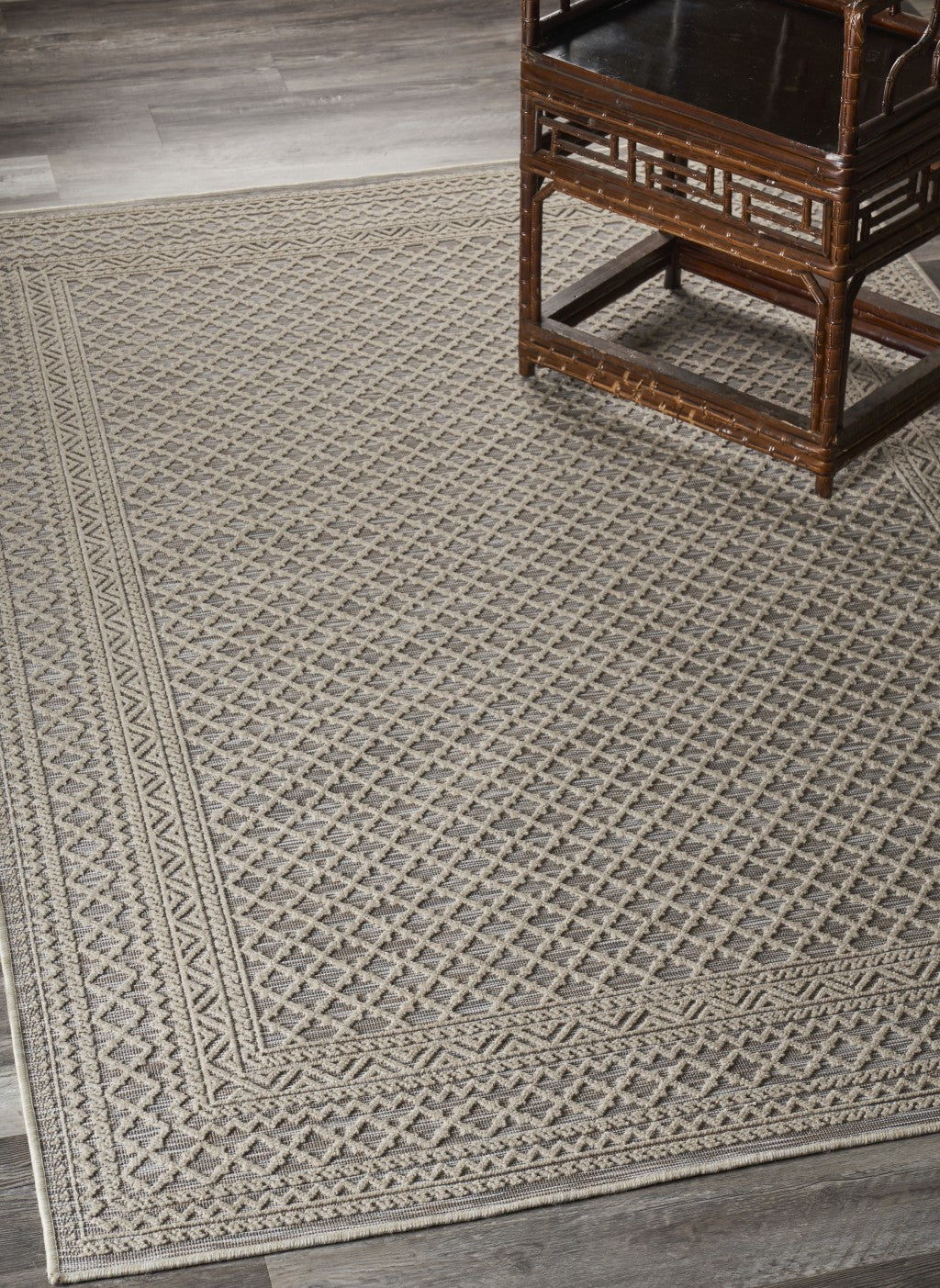 5' X 7' Tan/Brown Indoor Outdoor Area Rug