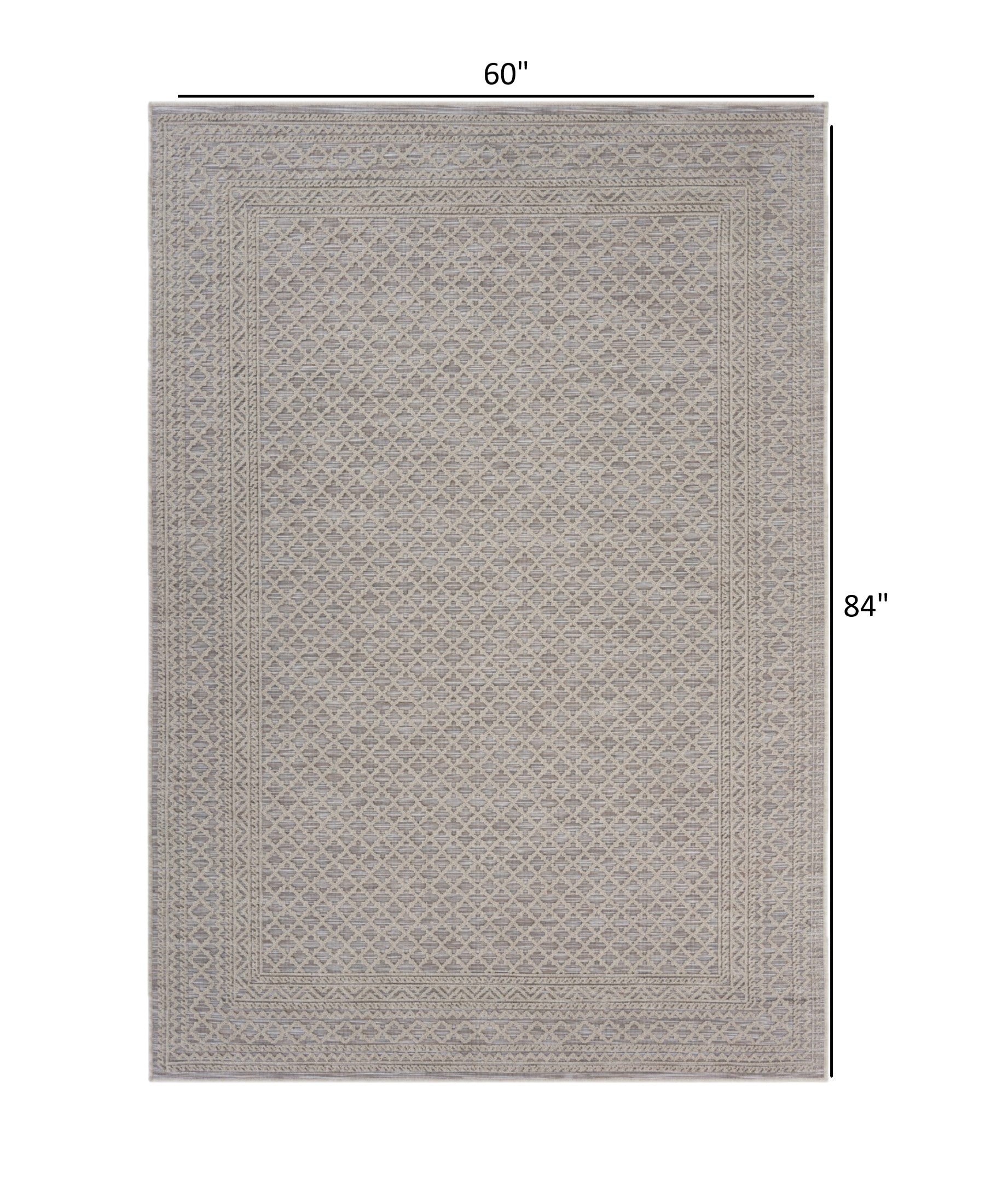 5' X 7' Tan/Brown Indoor Outdoor Area Rug