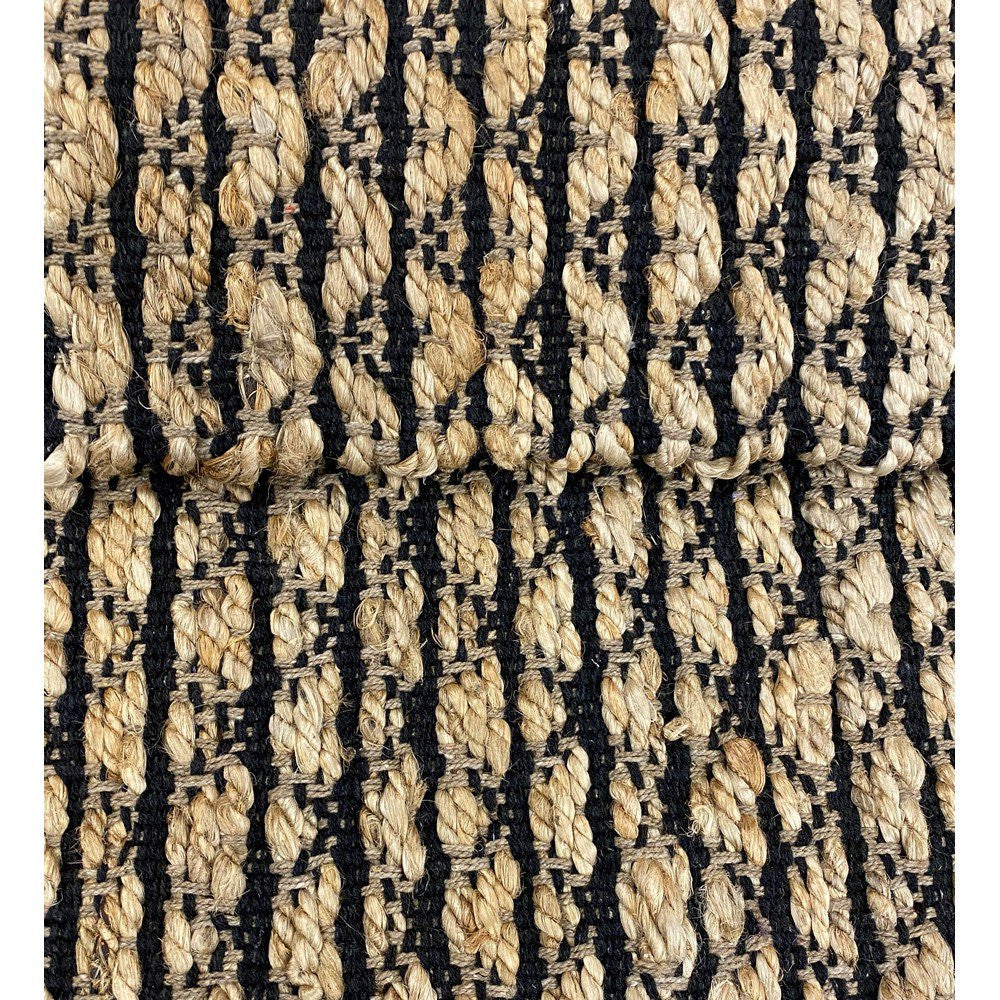 Tan and Black Ornate Geometric Area Rug - 5’ x 7’