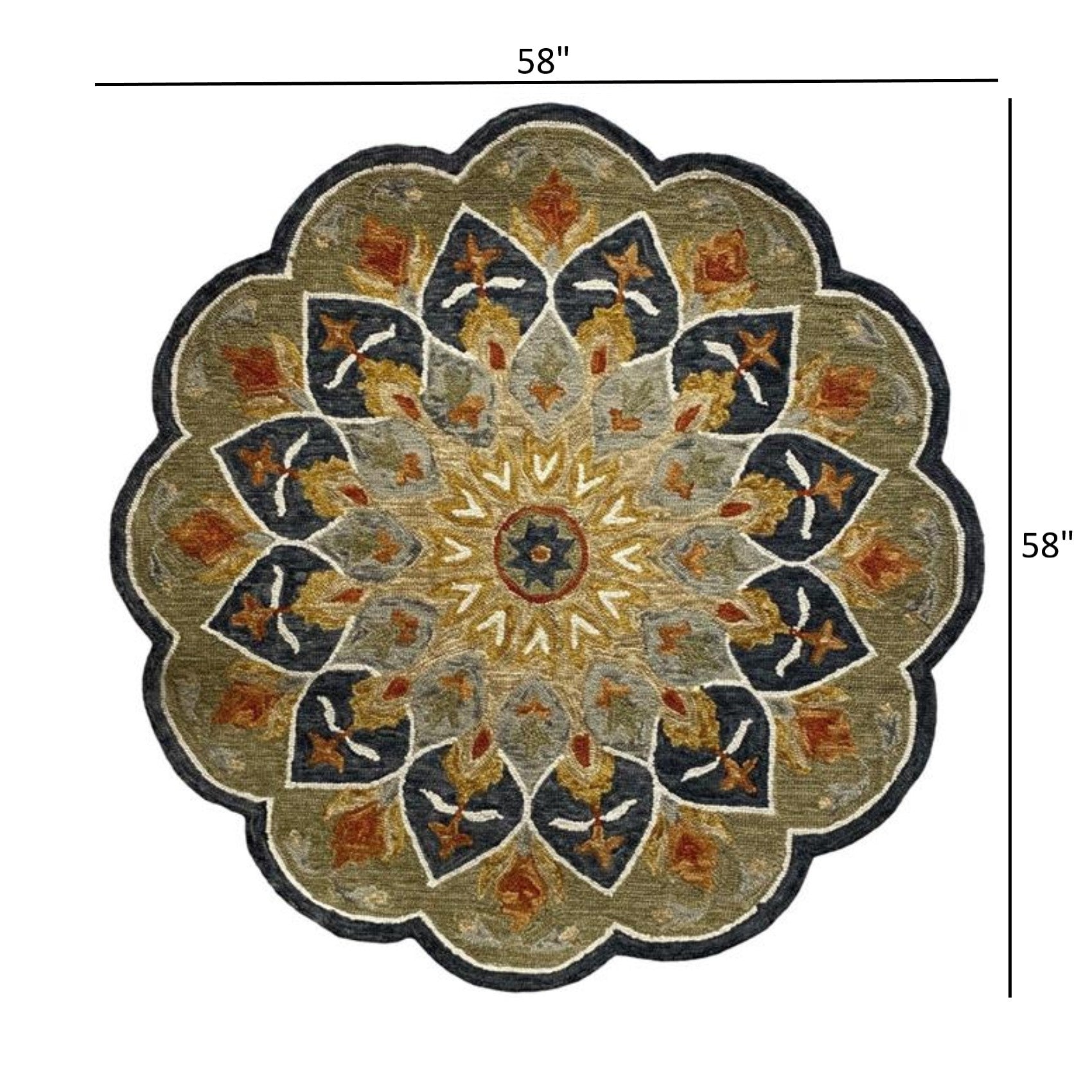 2’ x 7’ Charcoal Floral Medallion Runner Rug