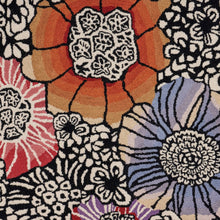 4’ Round Red and Black Floral Area Rug