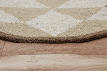 4’ Round Brown Bohemian Geometric Area Rug