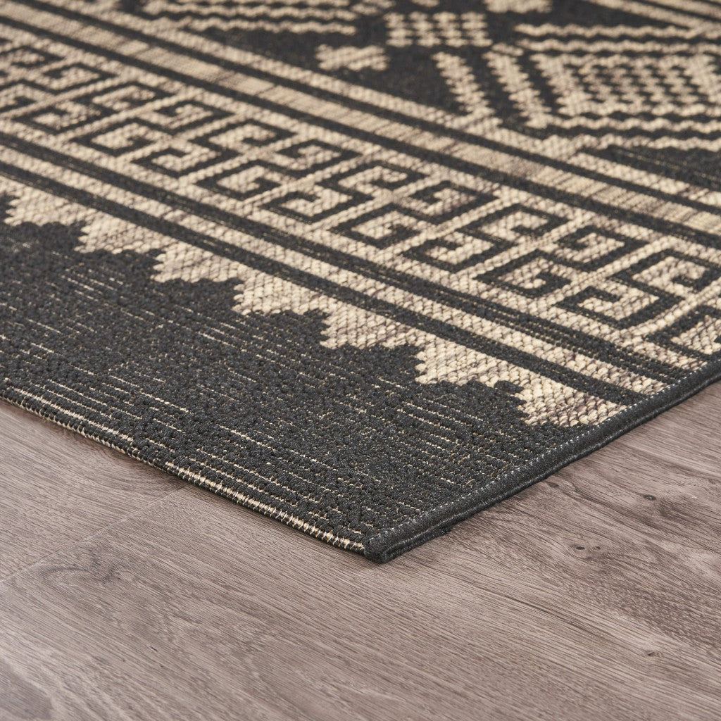 5' X 8' Black / Brown Indoor Outdoor Area Rug