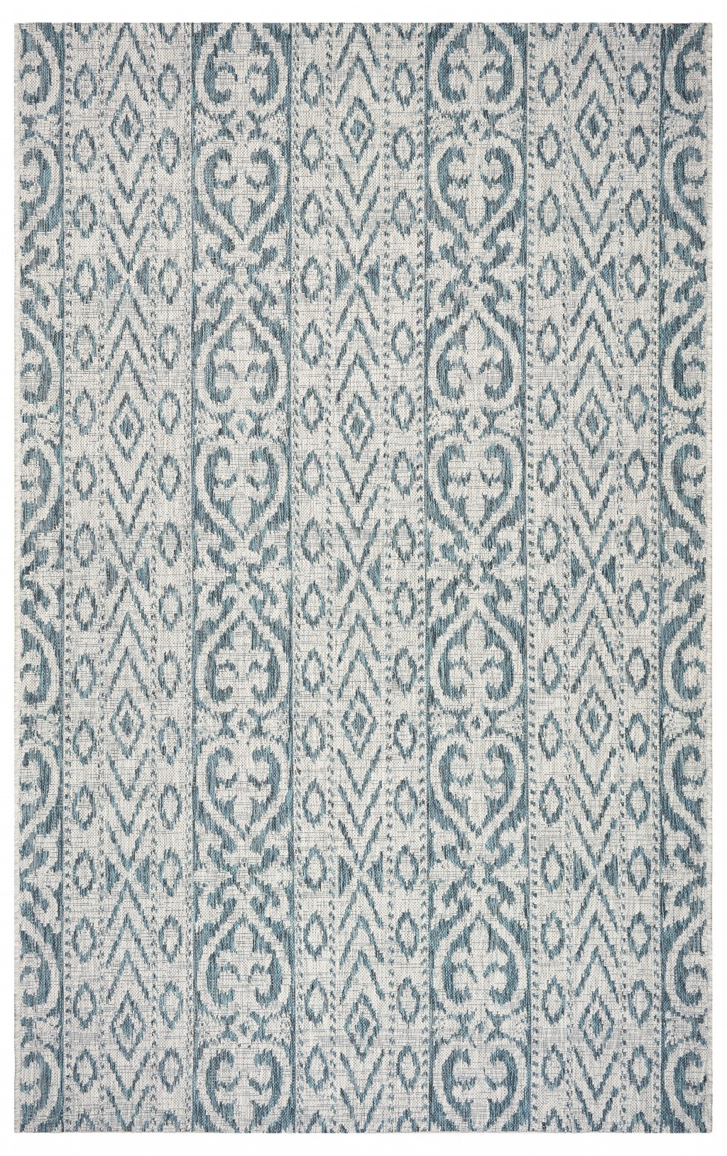 5' X 8' Blue / Green Indoor Outdoor Area Rug