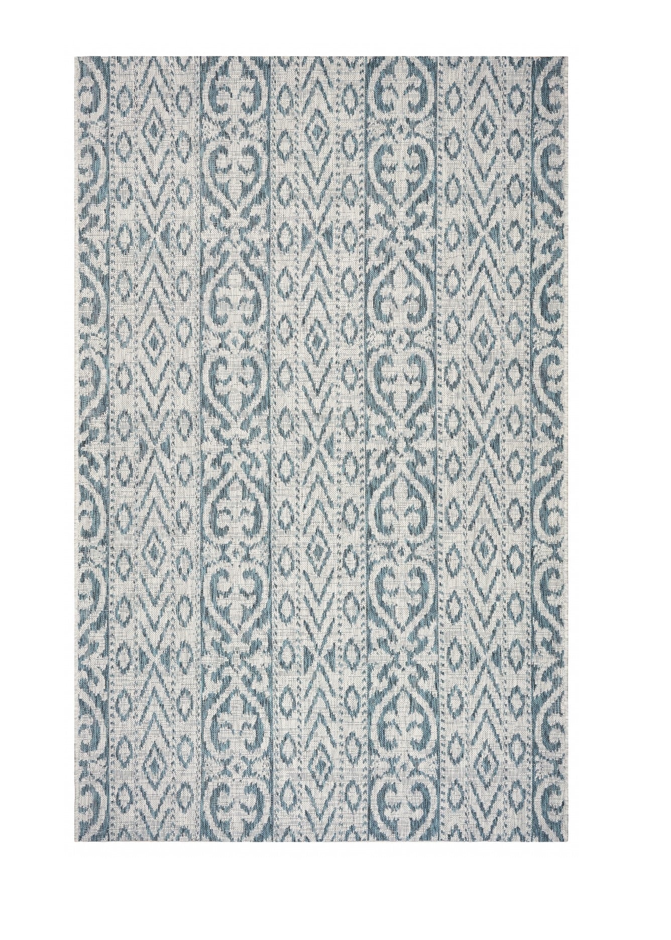 5' X 8' Blue / Green Indoor Outdoor Area Rug