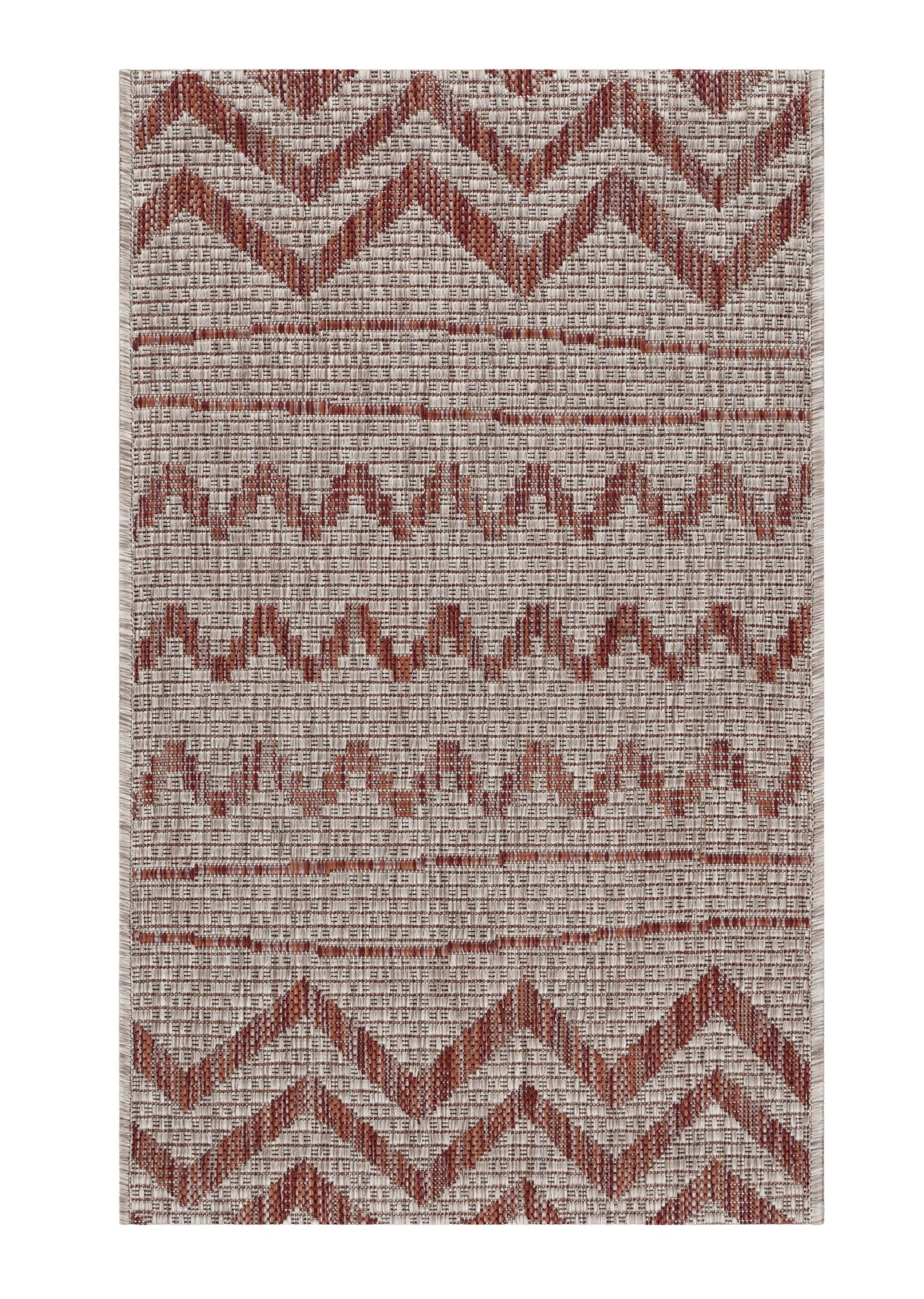2? X 3? Beige / Red Indoor Outdoor Area Rug