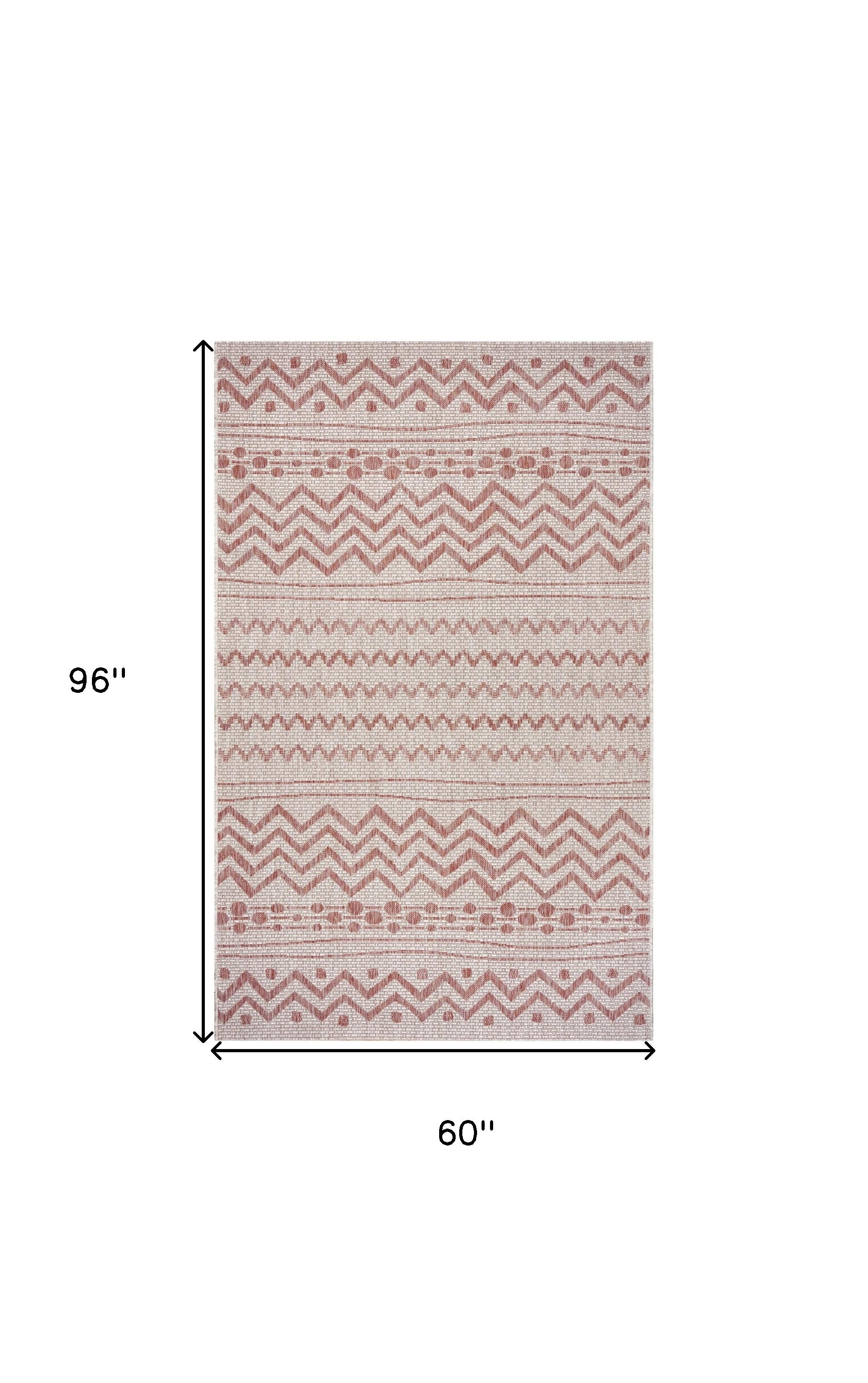2? X 3? Beige / Red Indoor Outdoor Area Rug