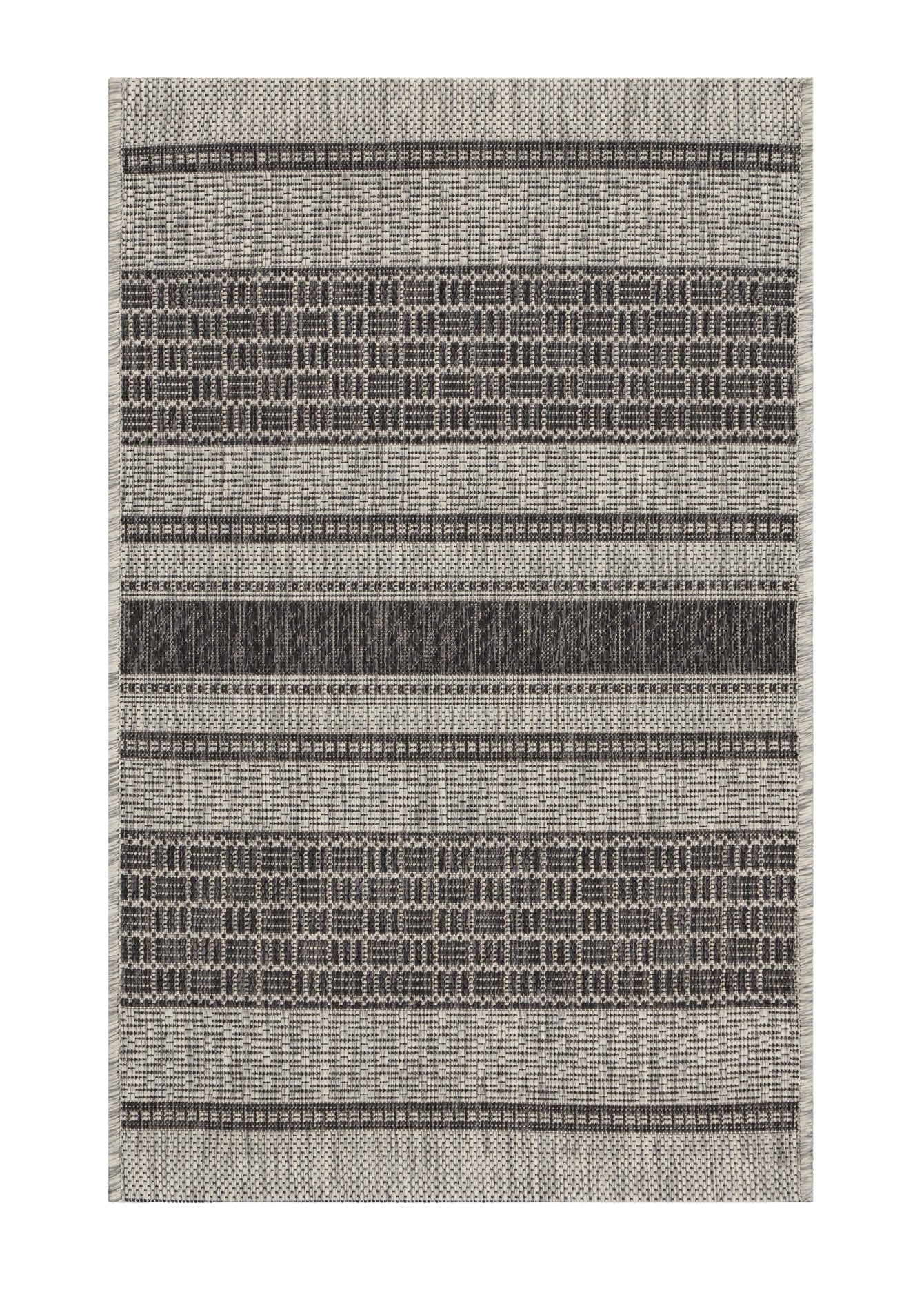 2? X 3? Gray / Black Indoor Outdoor Area Rug