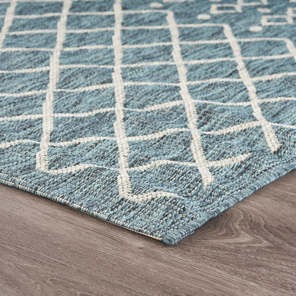 3' X 5' Blue / Gray Indoor Outdoor Area Rug