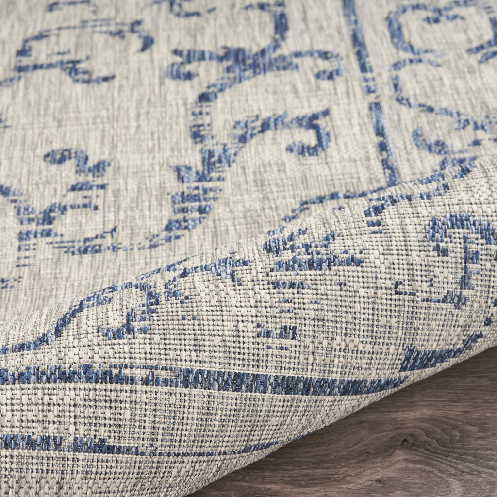 5' X 8' Blue / Gray Indoor Outdoor Area Rug