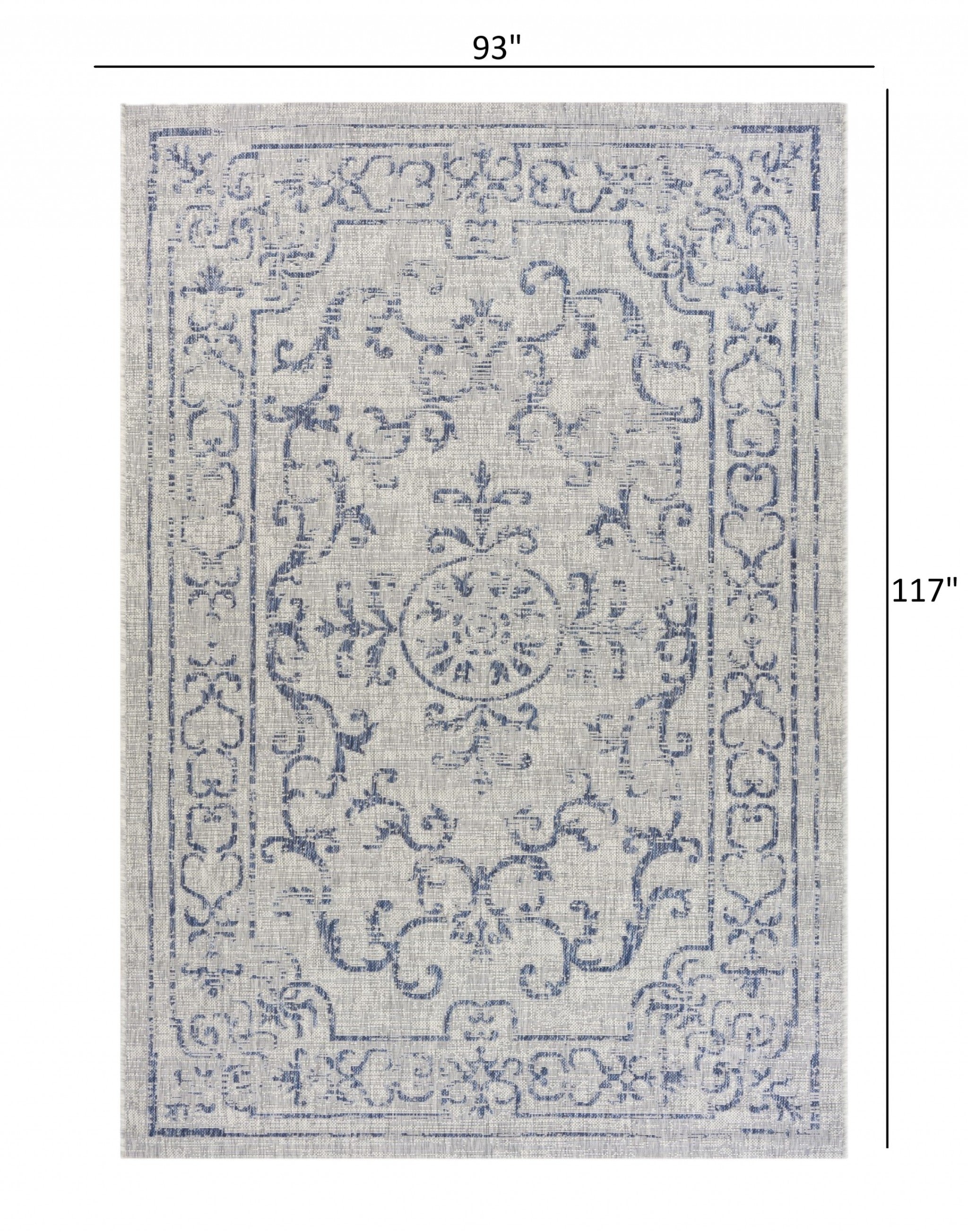 5' X 8' Blue / Gray Indoor Outdoor Area Rug