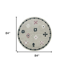 7’ Round Gray Decorative Charm Area Rug