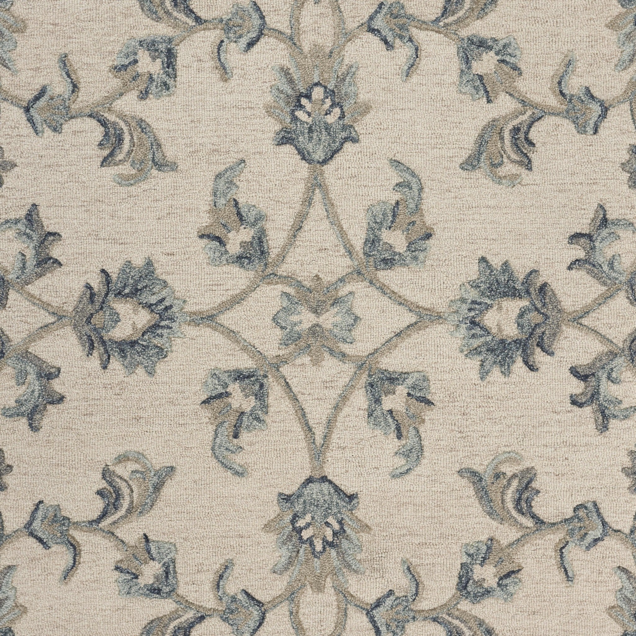 5’ x 7' Beige and Blue Filigree Area Rug