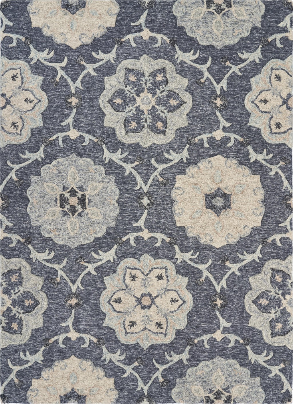 5’ x 7’ Gray Floral Trellis Area Rug